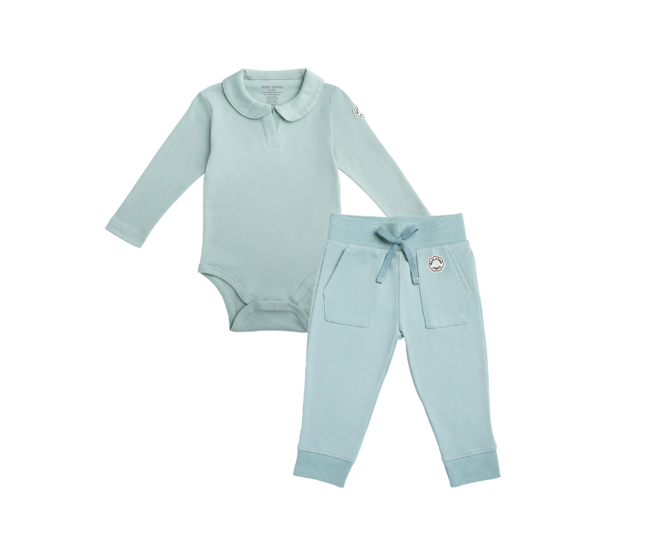 Long Sleeve Polo Onesie & Joggers in Meadow